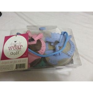 NEW IN BOX DRINK WEAR ATTACHABLE COASTERS  GOLF THEME  4 COASTERS